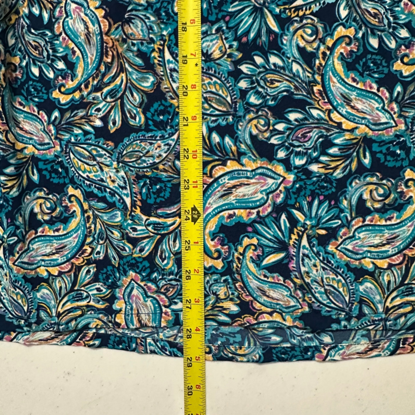 Blair Vintage Midi Skirt Paisley Print Blue Teal Elastic Waist Pockets Boho Ps — image 6 of 6